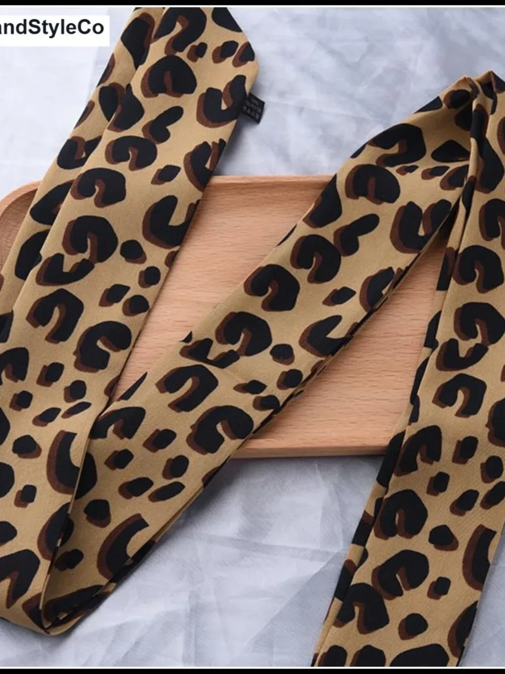 Leopard Print Long Scarf Women Lightweight Satin Tie Belt Scarf